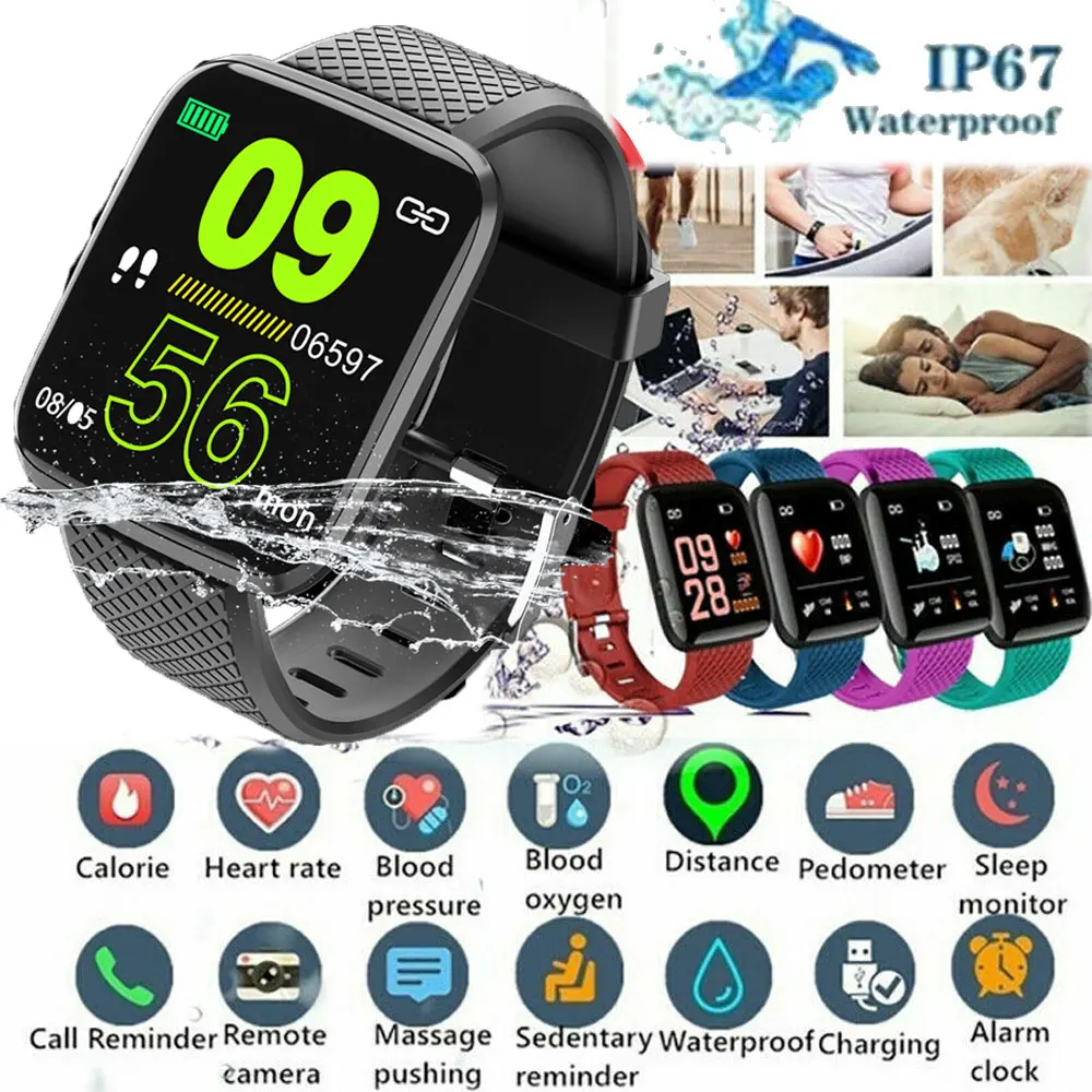 116 плюс bluetooth Смарт часы сердечного ритма кровяного давления монитор фитнес-трекер
