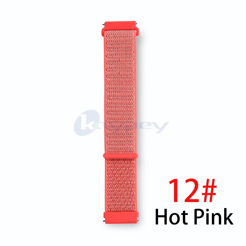 Hot Pink 22 мм 20 мм нейлоновый ремешок для Xiaomi Huami Amazfit Bip Pace Stratos 2/2s ремешок на запястье нейлоновая петля ремешок на липучке аксессуары для умных часов - Цвет: Hot Pink