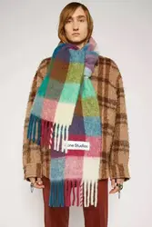 2022 new autumn and winter multicolor thickened Plaid women's scarf AC the same length warm shawl for men and women's scarves A1