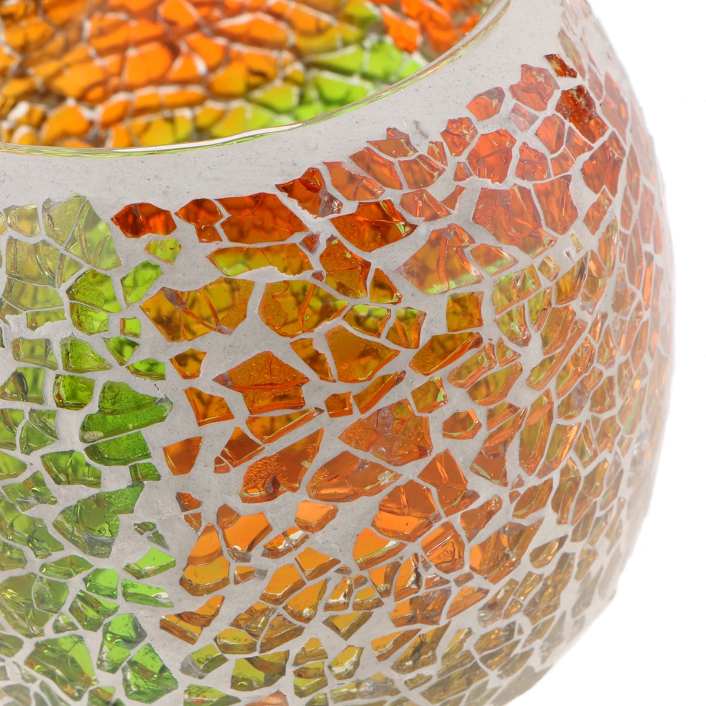 Assorted Colorful Mosaic Glass Candle Holder Bowl Tealight Votive Holder for Wedding Party Home Decor Birthday-Good Blessing