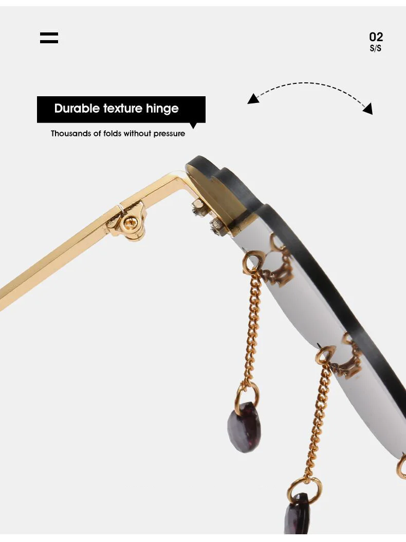 Vintage Rimless Sunglasses Woman Fashion Clouds Sun Glasses Female Retro Tassel Raindrop Trending Oculos De Sol Feminino_voghion.com