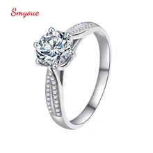 

Smyoue 1 Carat D Color Real Moissanite Rings For Women 925 Sterling Silver Jewelry 3EX Ring For Girlfriend Couple Wedding Gift