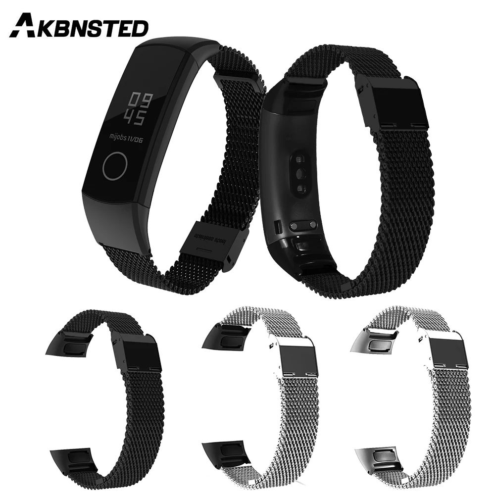 

AKBNSTED Stainless Steel Metal Watch Band For Huawei Honor Band 5/Huawei Honor Band 4 Smart bracelet Wristband Accessories