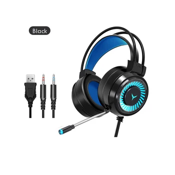 

Gaming Headsets Gamer Headphones 4D Surround Sound Stereo Wired Earphones USB Microphone Colourful Light For Xiaomi Ps4 Xbox PC