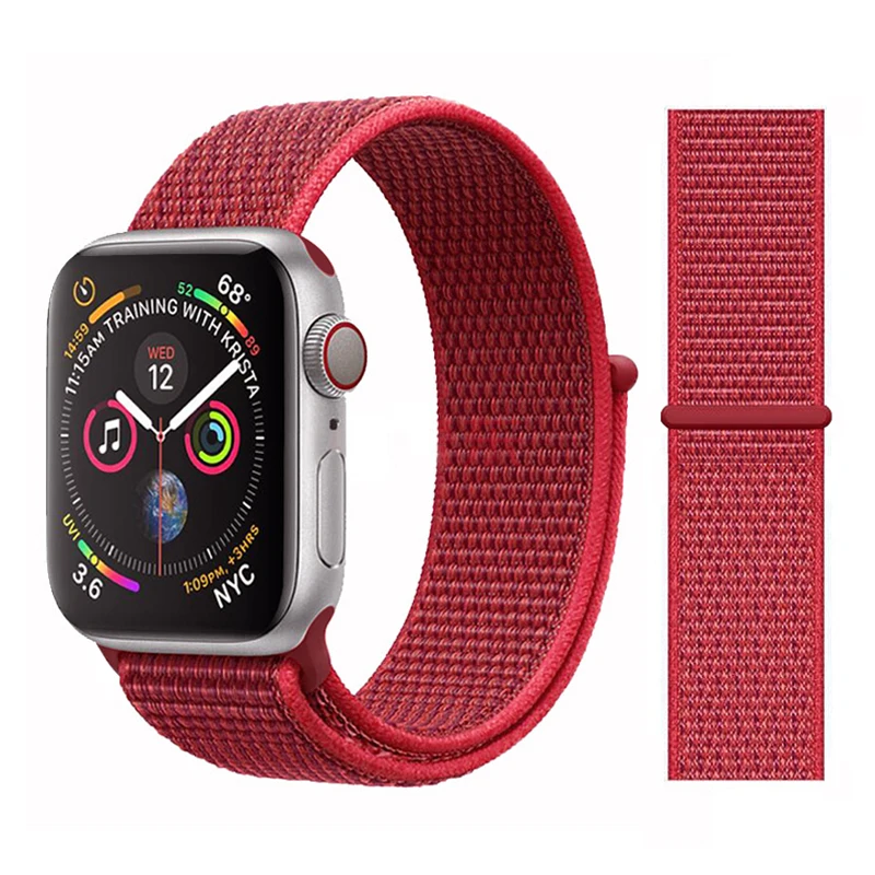 Ремешок для apple watch band 4 5 3 44 мм 40 мм спортивный нейлоновый браслет correa apple watch 42 мм 38 мм iwatch series 5/4/3 ремешок для часов - Цвет ремешка: RED