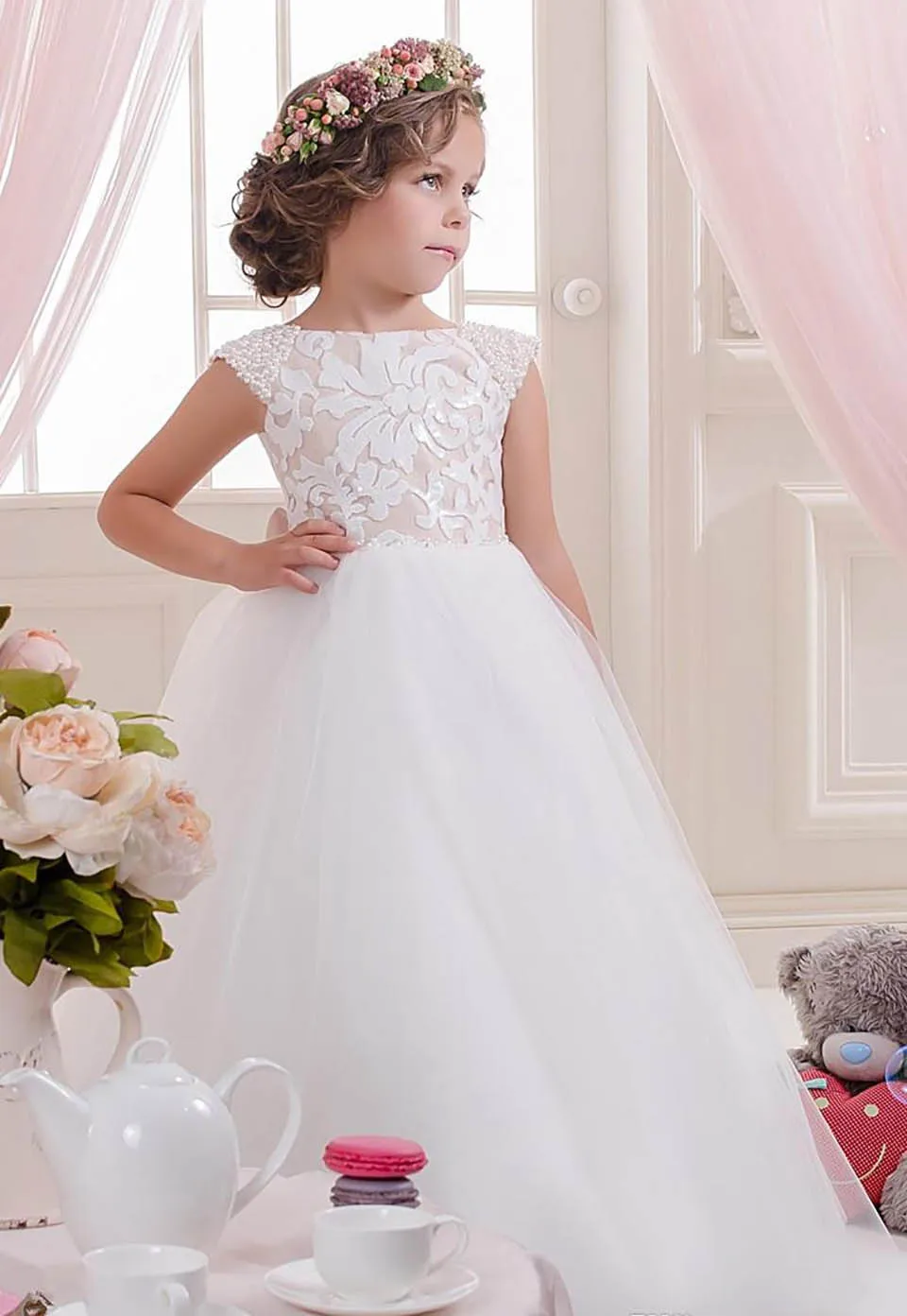 

Вырез лодочкой Bateau, тюль, детская официальная одежда, детское платье для вечевечерние, для девочек, на день рождения, Рождество, на заказ, кружева, новый цветок для девочек