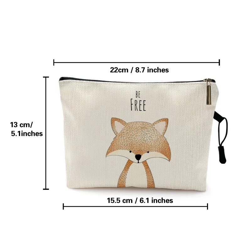 Cute Watercolor Animal Prints Cosmetic Case Woman Cartoon Dinosaur Bear Makeup Bag Portable Toy Storage Bag Children Gift