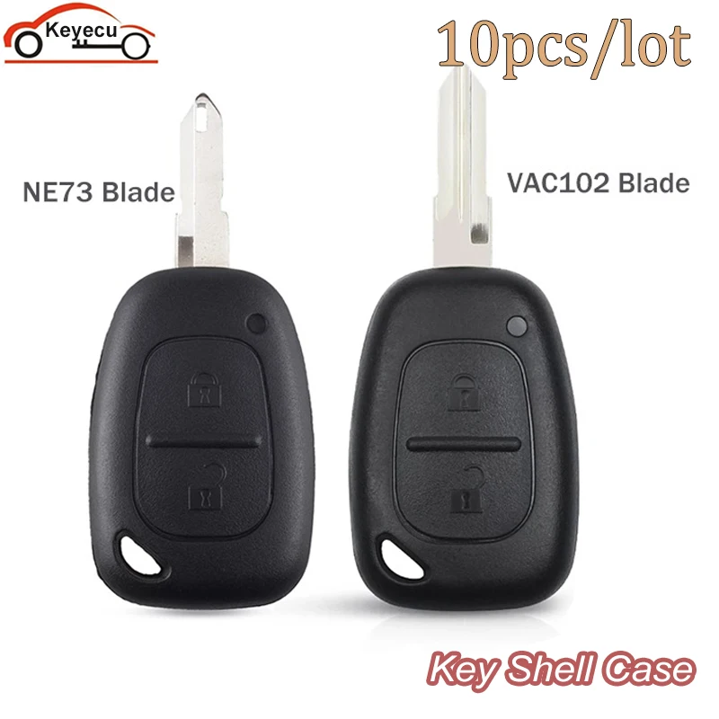 

KEYECU 10pcs 2 Button Car Key Shell Fob Case For Vauxhall Opel Vivaro For Renault Movano Trafic Kangoo NE73/VAC102 Blade