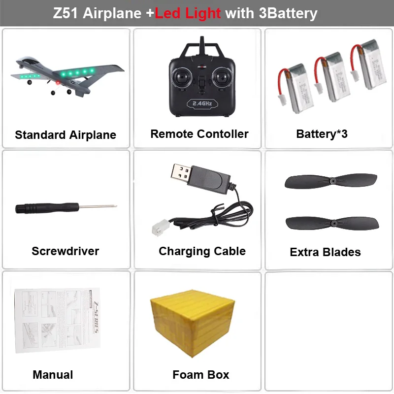 Радиоуправляемый самолет Z51 20 минут флигт время планеры 2,4 г Летающая модель с светодиодный ручной метание размах крыльев самолет из пеноматериала игрушки детские подарки - Цвет: LED Light 3B FB
