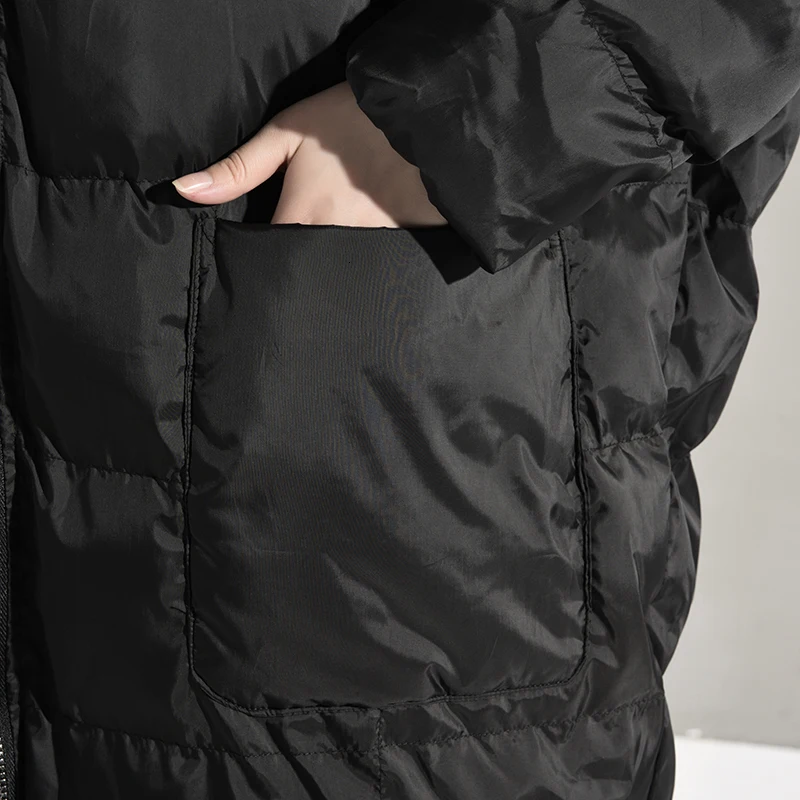 LANMREM, модная зимняя куртка с капюшоном, с карманами, большие размеры,, Женская куртка с длинным рукавом, на молнии, с хлопковой подкладкой, JD121