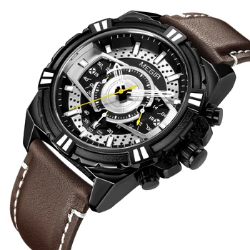 

New Megir Men Watches Classic Design Calendar Chronograph Watch Sport Luminous Waterproof Military Wristwatch Male Quartz Watch