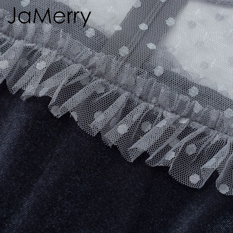 JaMerry, винтажное Женское Платье макси с высокой талией, с оборками, с пышными рукавами, платье в горошек, ТРАПЕЦИЕВИДНОЕ, с поясом, Осенние вечерние платья, бархатное платье