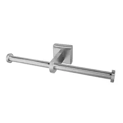 Stainless Steel Double Rod Roll Paper Holder Punch Type Rack Kitchen Bathroom Tissue Stand Household Toilet Paper Holder