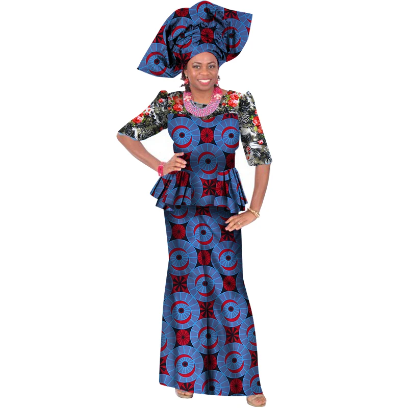 Лето г. юбка с оборкой в африканском стиле разработаны одежду традиционных Базен принт Базен Riche Большие размеры комплект с юбкой Большие размеры brw WY407 - Цвет: 31