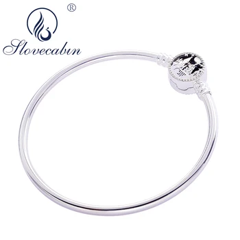 

Slovecabin Original 925 Sterling Silver Castle Clasp Rigid Bangle For Women High Quality Fine Jewelry Making Supplies Women Gift