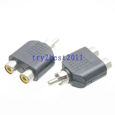 

DHL/EMS 100 pcs Adapter connector RCA TV plug pin to 2x RCA TV jack pin Y Splitter COAXIAL -C1
