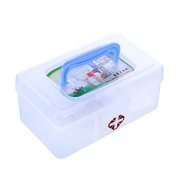 

A m Rainbow Transparent Rectangular Trash Three Grid Small Box with Partition Small Medicine Box First Aid Box