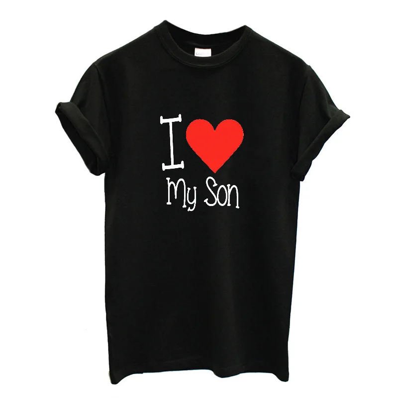 Забавные одинаковые комплекты для семьи футболка для мамы и меня футболки с надписью «I Love My Mommy Son» хлопковая одежда Прямая поставка с короткими рукавами и круглым вырезом - Цвет: P3034WBlack