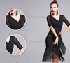 Vestido de baile latino negro de manga corta para mujer, vestido de una pieza con borla de baile latino, para salón de baile femenino, disfraces de tango, Cha, Rumba ► Foto 3/6