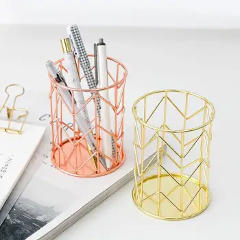 

Pen Holder Desktop Large Volume Table Sundries Storage Office Rose Gold Stainless Steel Domestic Fashionable Cosmetic Case