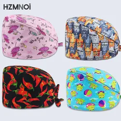 Unisex Scrubs Caps Adjustable Cotton Tooth Printing Hats High Quality Adjustable Sweat-absorbent Elastic Cotton Scrubs Hats