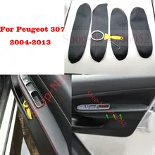 Для peugeot 307 2004 2005 2006 2007 2008 2009 2010 2011 2012 2013 4 шт. двери автомобиля подлокотник Панель чехол из кожи на основе микроволокна с отделкой