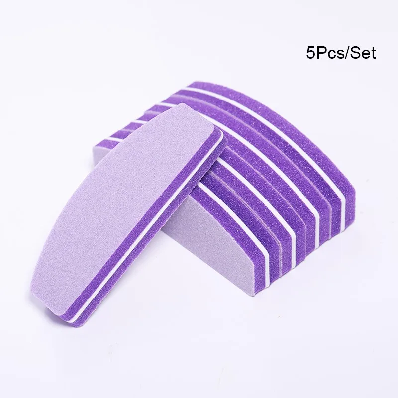 5pcs Розовый полировщик для ногтей Губка пилка для ногтей буферный блок лак для маникюра педикюра шлифовальные буферные полоски Маникюрный Инструмент для дизайна ногтей - Цвет: 5pcs