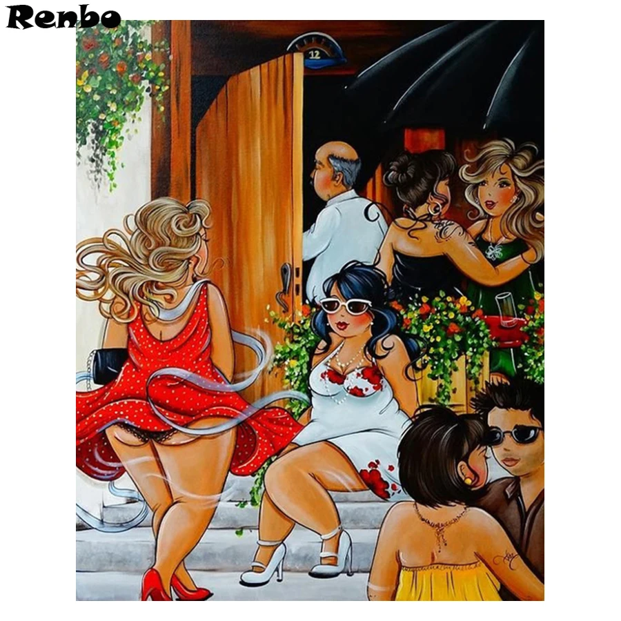 

NEW DIY Diamond Painting Fat ladies party Diamond Painting Mosaic Craft Needlework Full Diamond Embroidery Rhinestone Home Decor
