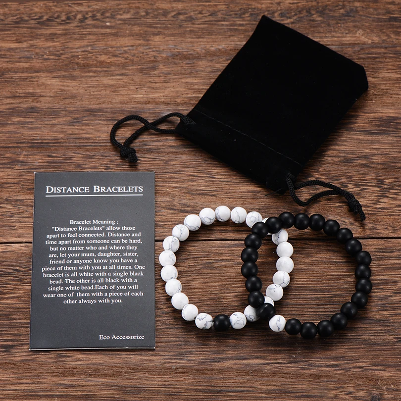 Couples Beaded-Bracelets Natural-Stone Yin-Yang Black White Best-Friend Women for Hot