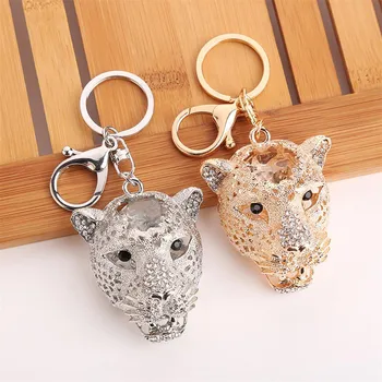 

Keyrings Bag Accessories Diamond Leopard Head Keychain Charm Pendant For Bag Key Ring Holder Bag Women Decorative Key Chain 2020