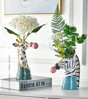 Resin Succulent Plants Flower Zebra Planter Plant Pot Vases Basket Lovely Animal Head Vase for Home Decor 1