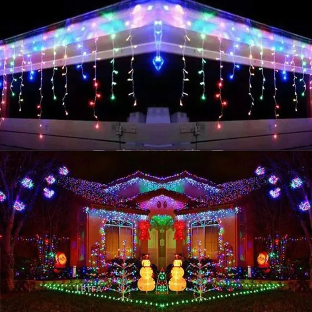 Christmas Decoration 3-20M Street Garland LED Icicle Curtain  Indoor Outdoor christmas lights Garden House Window Home Decor Multi-color