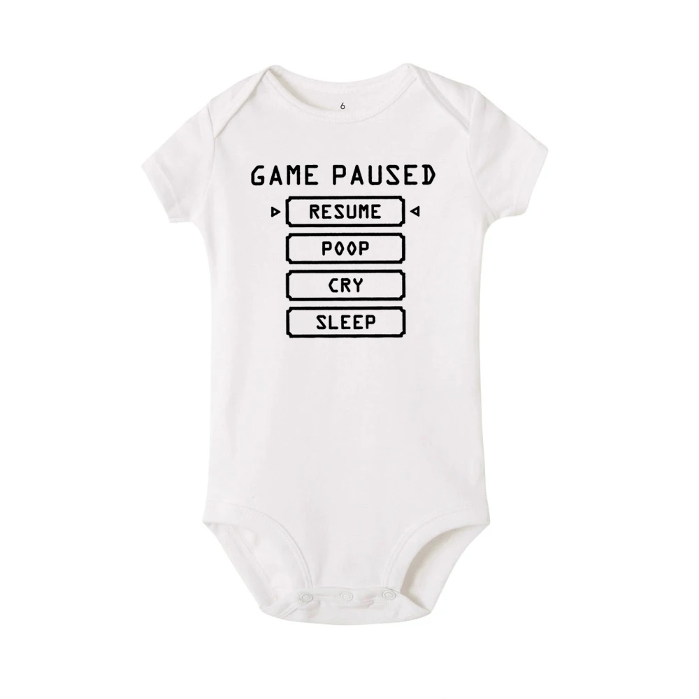 Игра на паузу летняя модная одежда для новорожденных BabyRomper Одежда футболка