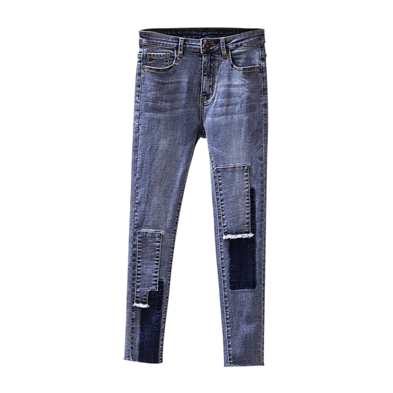 Plus Size Blue Denim Jeans Women's Autumn New Slim Pencil Pants High Waist Jeans Female Lady Mom Jeans