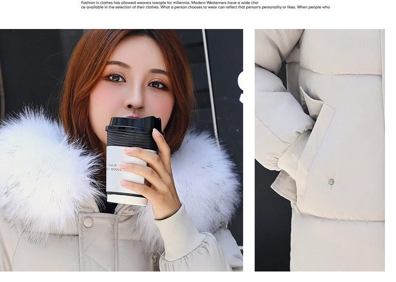 Fake raccoon fur collar parka down cotton jacket Winter Jacket Women thick Snow Wear Coat Lady Clothing Female Jackets Parkas