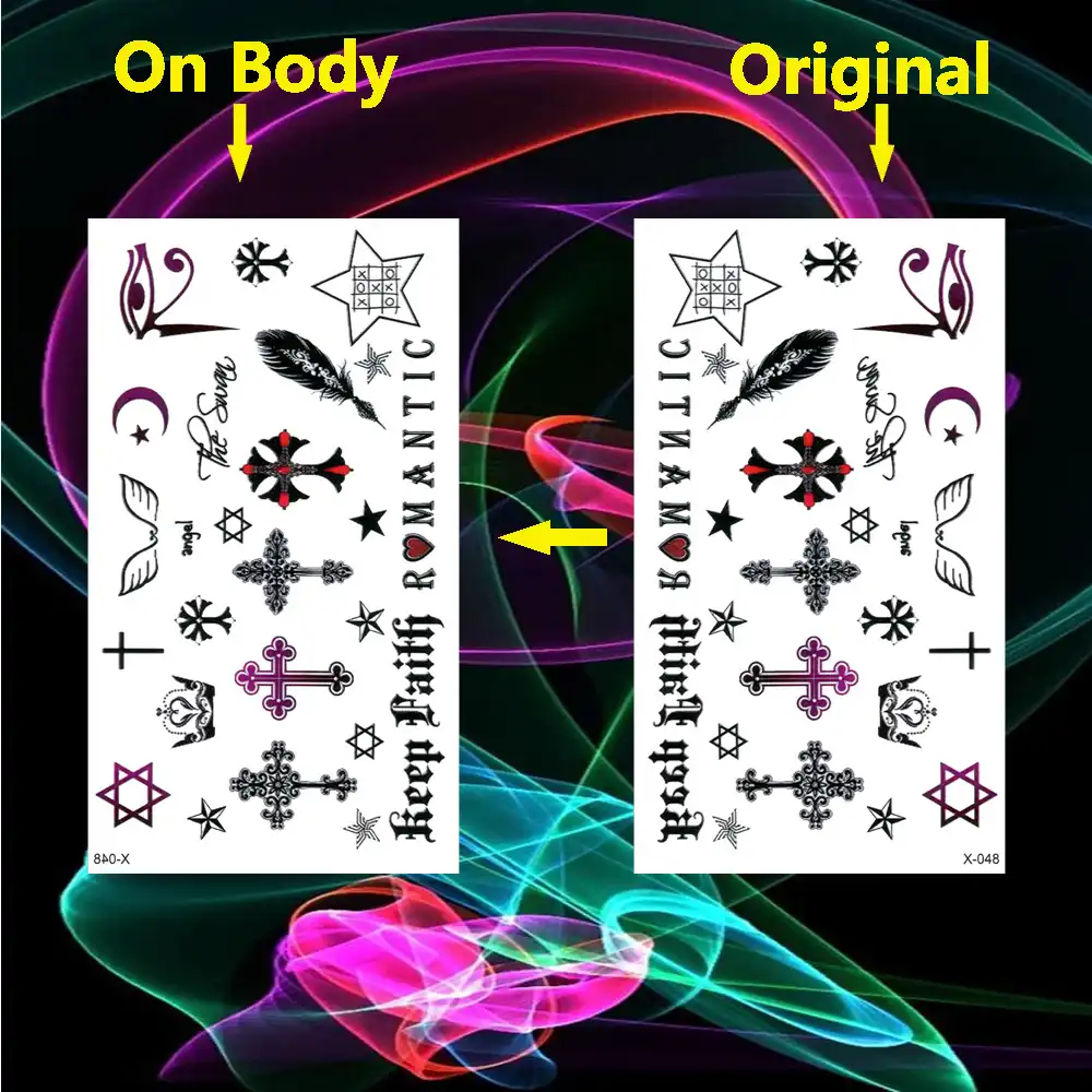 Waterproof Small Cute Temporary Tattoos Stickers Cross Gothic Wing English Feather Fake Tatto Flash Tatoo Finger Art Hand Girl Temporary Tattoos Aliexpress