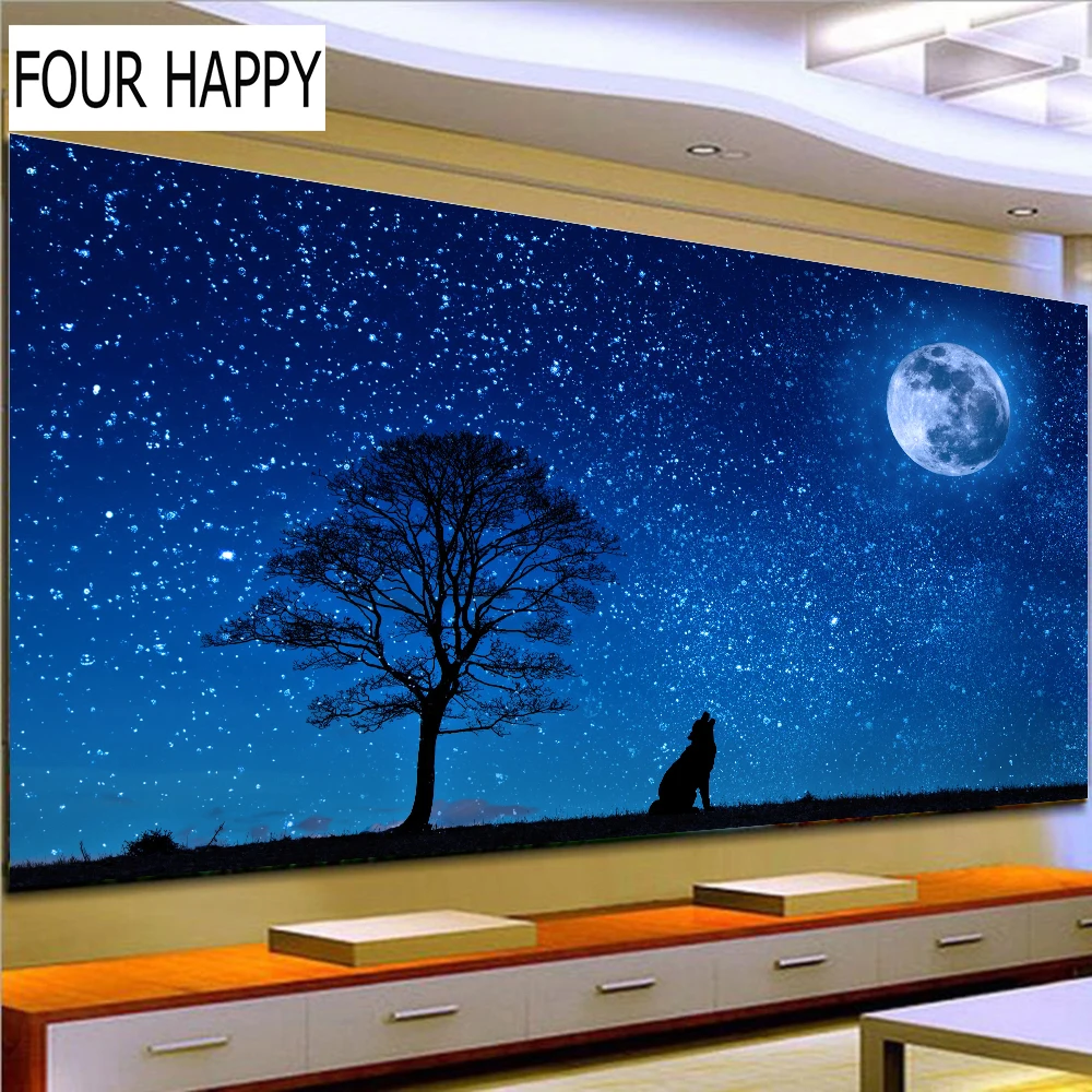 5D DIY Diamond Painting Kit Star Wolf Full Embroidery Rhinestone Cross Stitch Arts Craft Supply for Wall Decor | Дом и сад