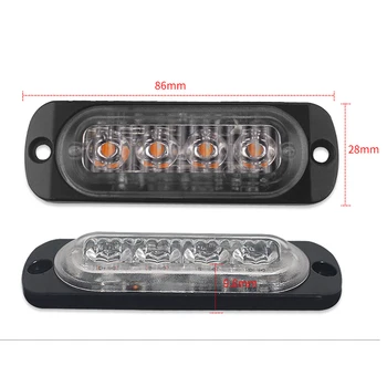 

DC 12V LED Lights Yellow 4 LED 6500K Anti-collision Parts Truck Strobe