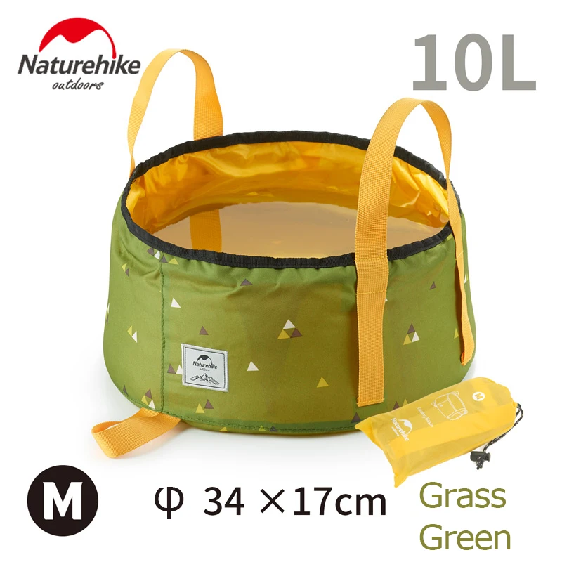 10L Grass Green NatureHike NH18L010-P складной умывальник ведро умывальник Кемпинг воды горшок мешок контейнер для автомобиля Рыбалка - Цвет: 10L Grass Green