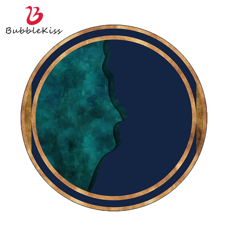 Bubble Kiss Round Carpet Nordic Home Tappetini Blu Scuro Tappeti Decorativi Linea Oro Per Soggiorno Tavolo Da Tè Antiscivolo