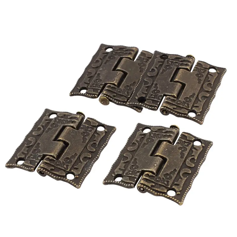 

Retro Style Housing Jewel Case Drawer Cabinet Hinge Bronze Tone 4 Pcs