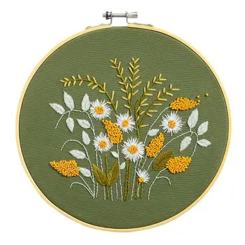 

3 Sets Embroidery Starter Kit Cross Stitch Clothes with Floral Patterns Hoops 0722#