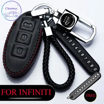 

For Infiniti Q50L QX70 QX60 QX50 ESQ QX80 Car Key Bag Genuine Leather Case Fob Cover Red Black Holder Interior Accessories