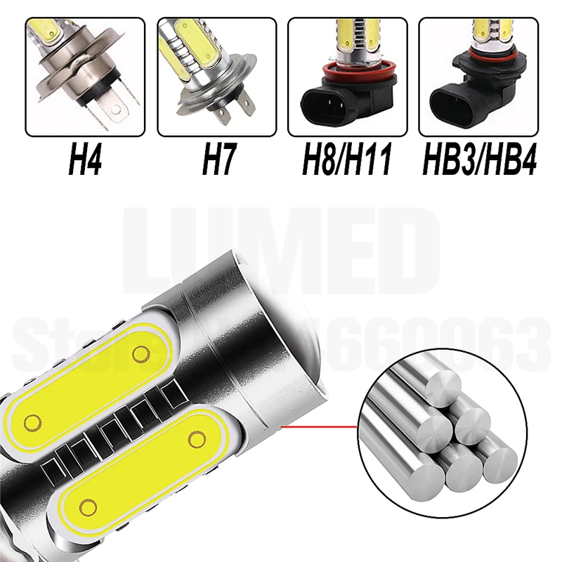 50x H8 H11 светодиодный H4 H7 HB4 9006 HB3 9005 туман светильник s лампы COB светодиодный Вождение автомобиля ходовой огонь автоматические светодиоды светильник