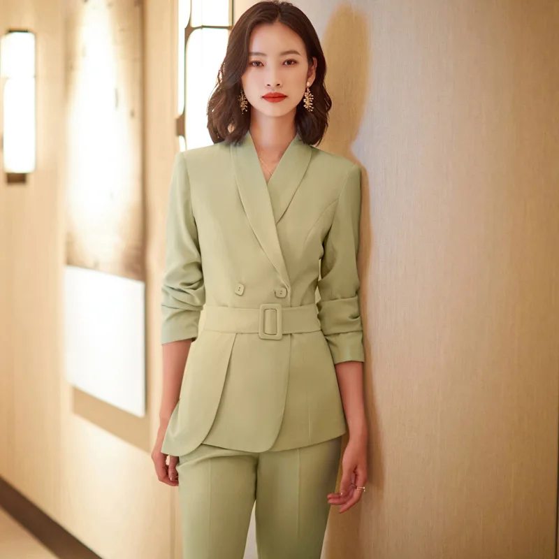 

Business Suit Women Blazer Pants Set For Work Office 5XL Plus Size Full Sleeve Jacket Trouser Costume Femme 2 Piece Set