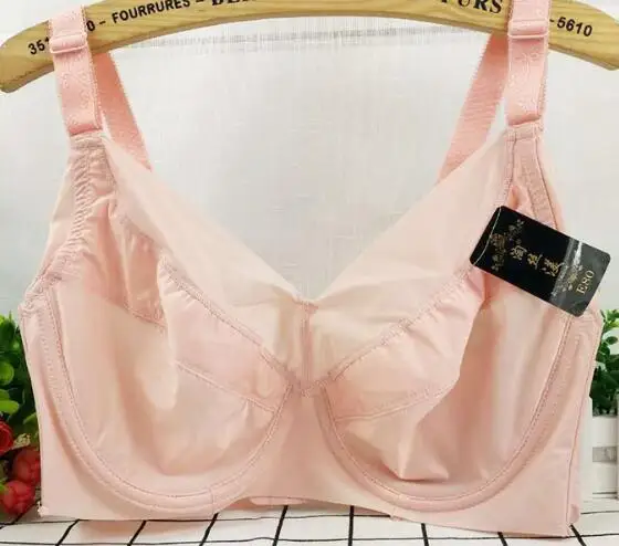Baiclothing, удобный женский Гладкий бесшовный бюстгальтер, полный охват, большой размер, шелковистый, на косточках, ультратонкий бюстгальтер 34~ 48 B C D E F G H - Цвет: Pink