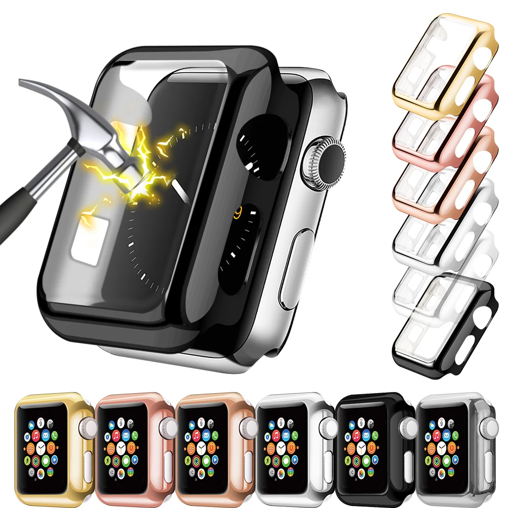 Чехол для часов, защитный чехол для Apple Watch 5, 4, 3, 2, 1, 42 мм, 38 мм, прозрачный пластиковый экран для iWatch 44 мм, 40 мм, полный защитный чехол