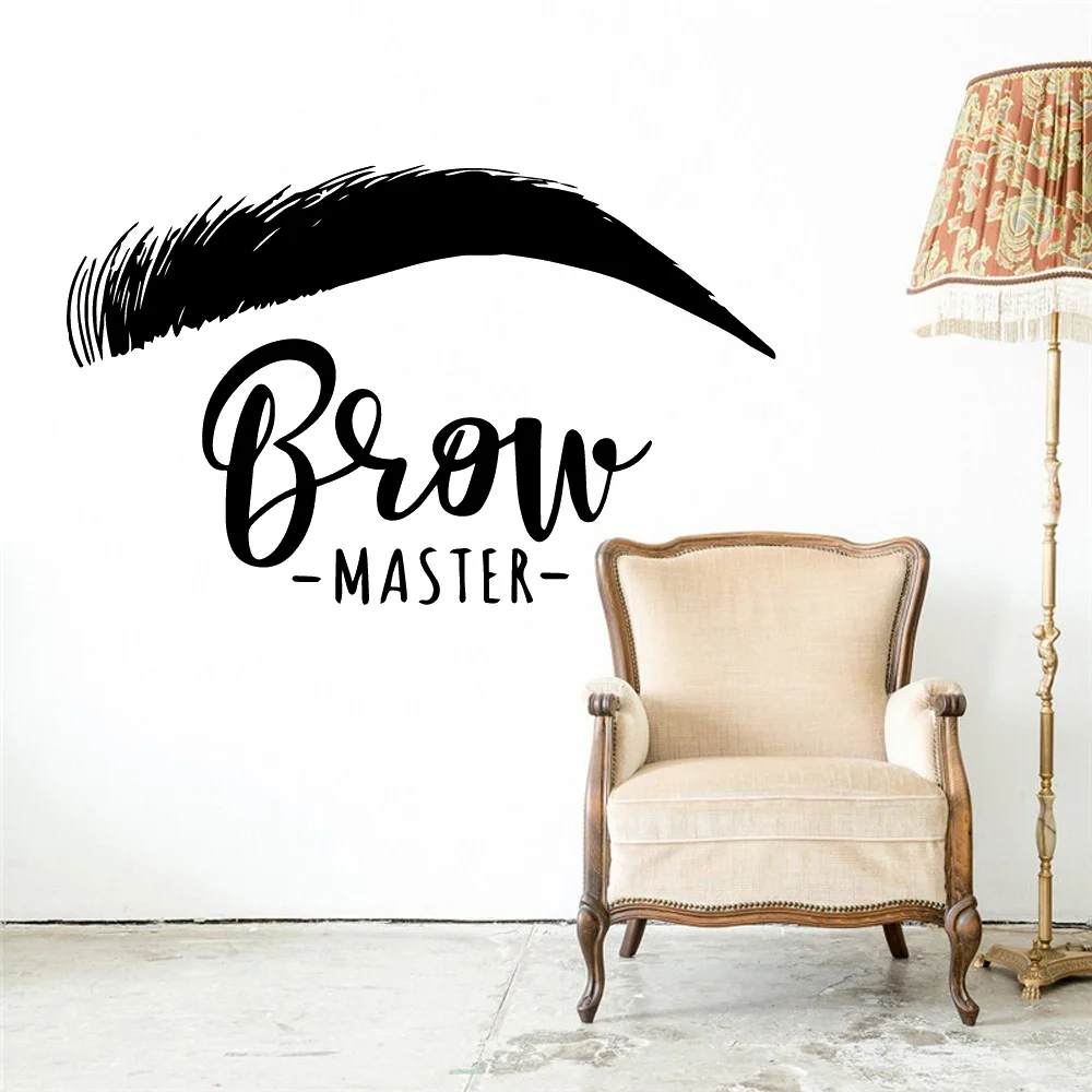 Beautiful Brow Wall Sticker Eyelashes Decor Vinyl Decal For Beauty Salon Room Stickers Eyebrows Wall Decals For Brow Bar Poster wall stickers