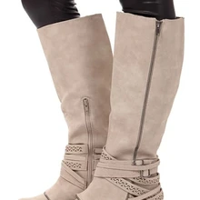 Новые модные осенне-зимние сапоги в стиле ретро женские сапоги на высоком каблуке с острым носком сапоги до колена с боковой молнией женские большие размеры 35-43