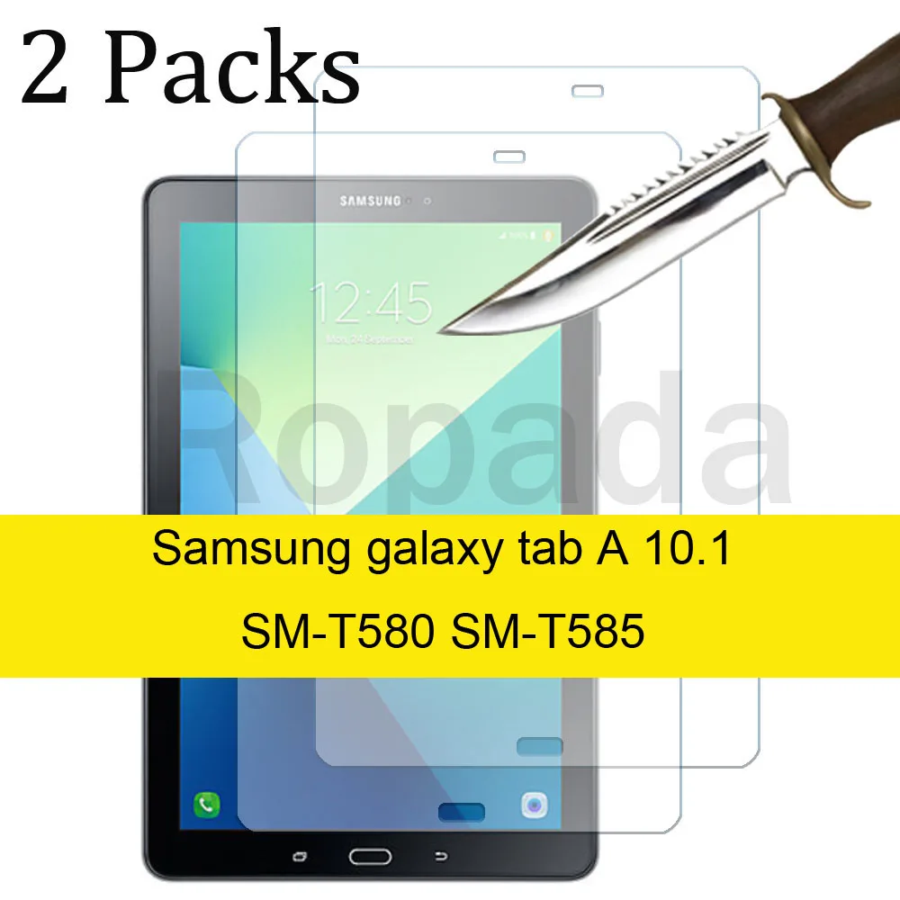 2PCS Tempered Glass Screen Protector for Samsung Galaxy Tab A 10.1 A7 A8 SM-T510 SM-T515 10.5 SM-T580 SM-T590 protective film touch pens for ipads Tablet Accessories